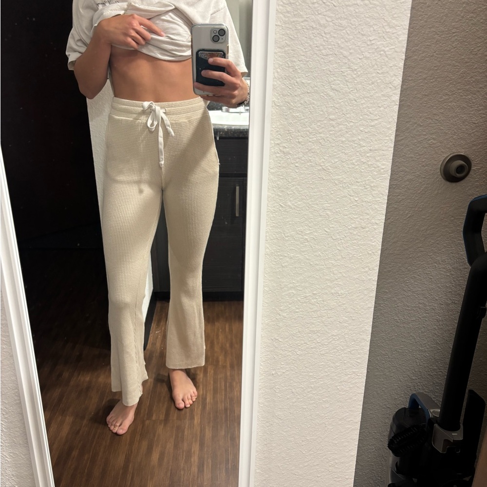 Cream Knit Lounge Pants